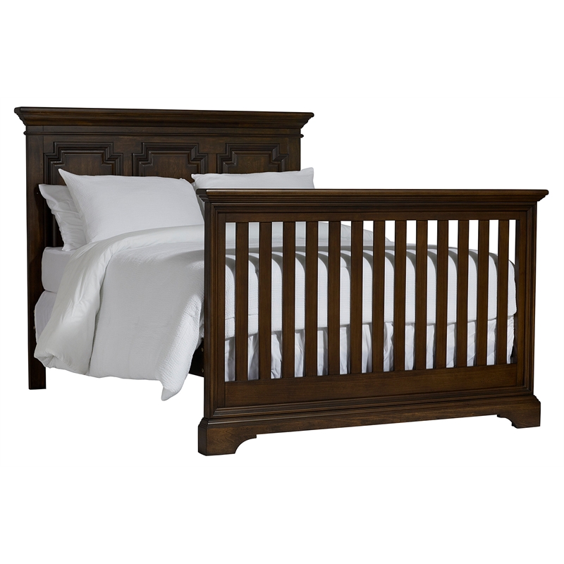 Kingsley Amherst Traditional Wood Full Bed Conversion Kit in Burnt Oak