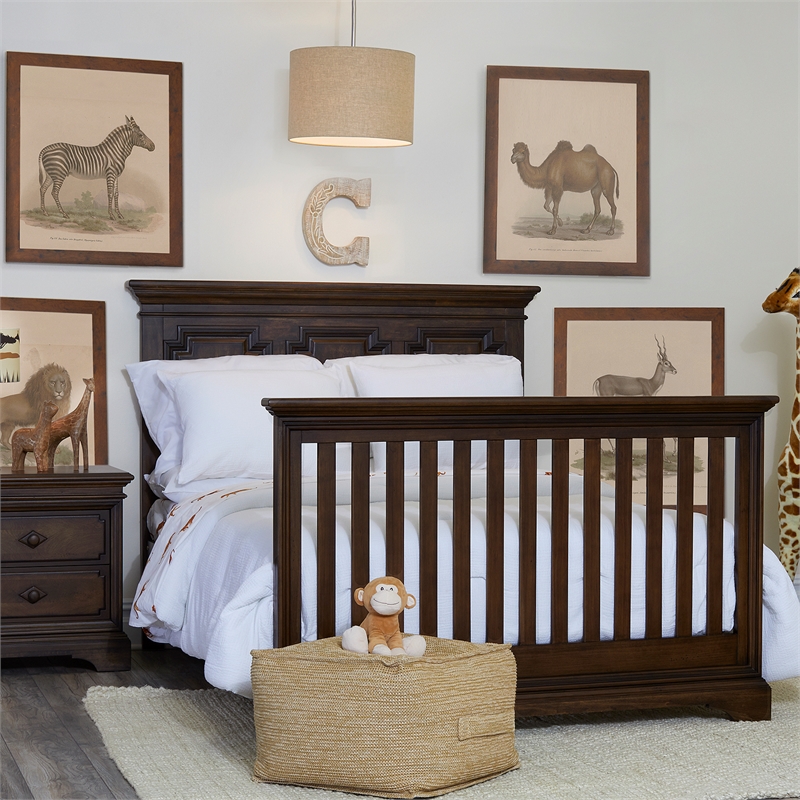 Kingsley Amherst Traditional Wood Full Bed Conversion Kit in Burnt Oak