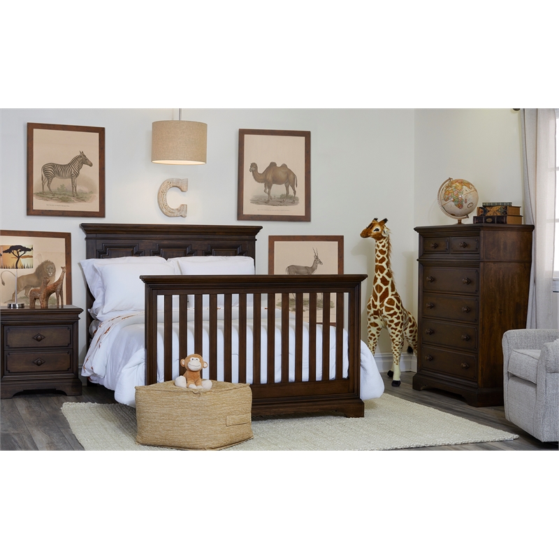 Kingsley Amherst Traditional Wood Full Bed Conversion Kit in Burnt Oak