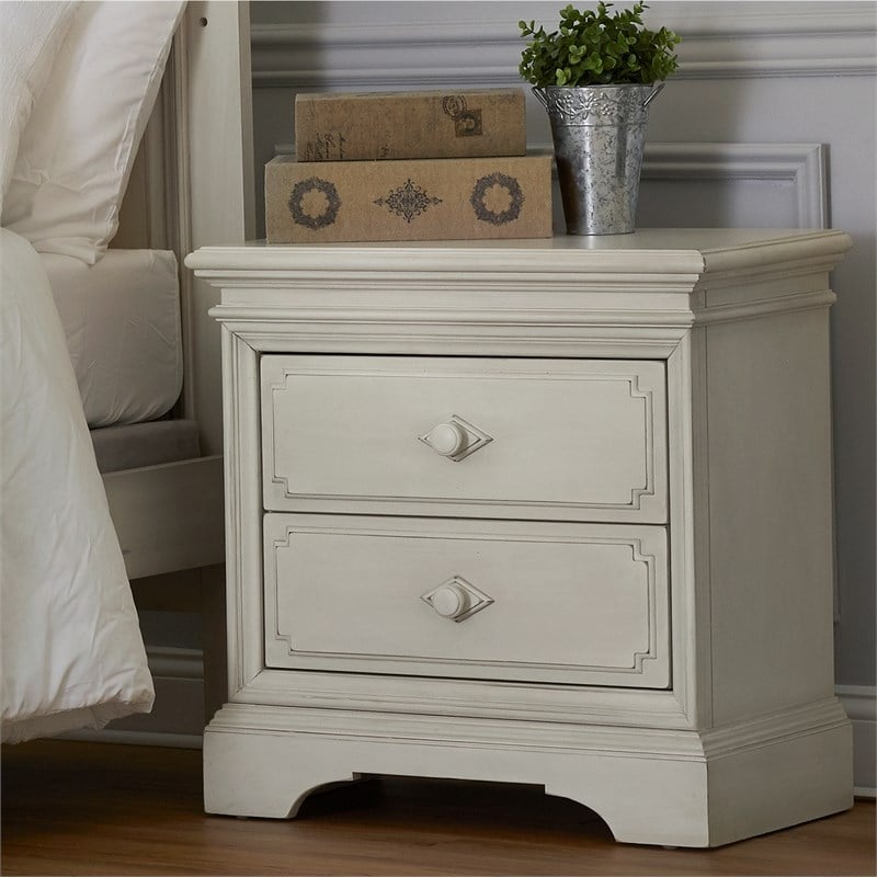Kingsley Amherst Traditional Wood Nightstand in Antique White