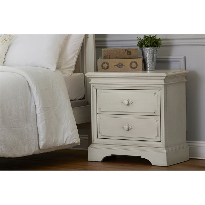 Kingsley Amherst Traditional Wood Nightstand in Antique White