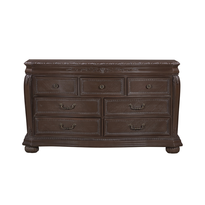 Kingsley Wessex 7 Drawer Double Dresser Euro Truffle