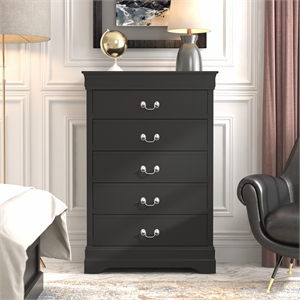 ireton 5-drawer black chest of drawers with ultra fast assembly