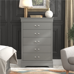 ireton 5-drawer gray chest of drawers with ultra fast assembly