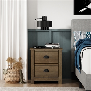 galano furniture geordano 2-drawer knotty oak nightstand w/drawers storage