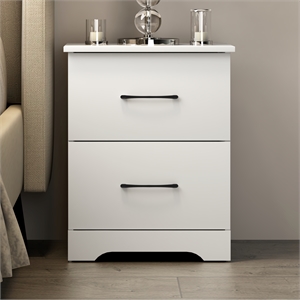 galano darsh matte white nightstand w/drawers storage and ultra fast assembly
