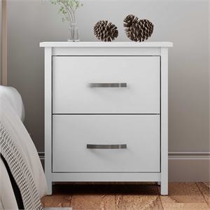 galano layton matte white nightstand w/drawers storage and ultra fast assembly