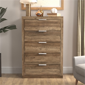 harlowin 5-drawer knotty oak chest of drawers (46.4 in. x 16.2 in. x 30.7 in.)