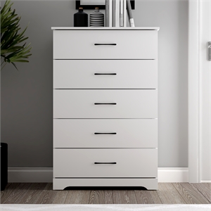 darsh 5-drawer matte white chest of drawers with ultra fast assembly