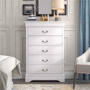 ireton 5-drawer white chest of drawers with ultra fast assembly