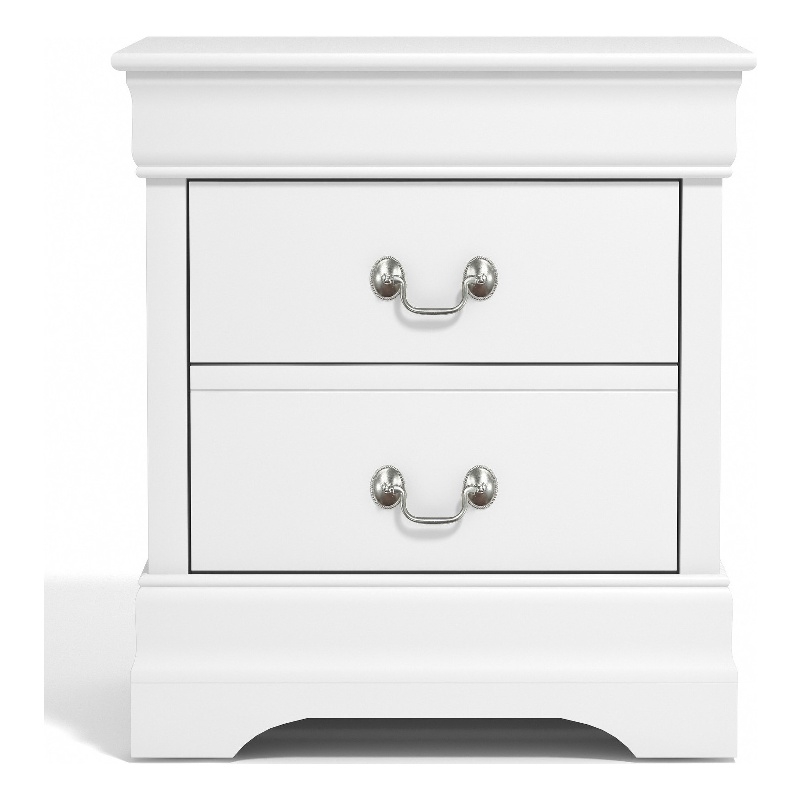 GALANO Louis Philippe 2-Drawer White Nightstand Sidetable Ultra