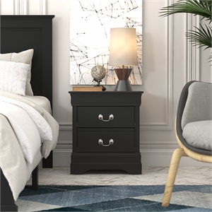 galano louis philippe black nightstand w/drawers storage and ultra fast assembly