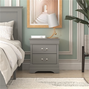 galano louis philippe gray nightstand w/drawers storage and ultra fast assembly