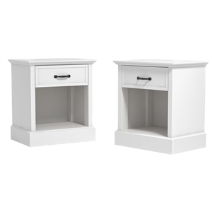 xylon white nightstand w/drawers storage and ultra fast assembly(set of 2)