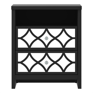 veasley 2-drawer black nightstand w/drawers storage and ultra fast assembly