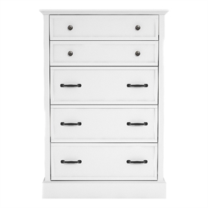xylon 5-drawer white chest of drawers with ultra fast assembly