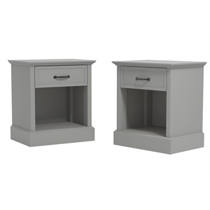 xylon grey nightstand w/drawers storage and ultra fast assembly (set of 2)