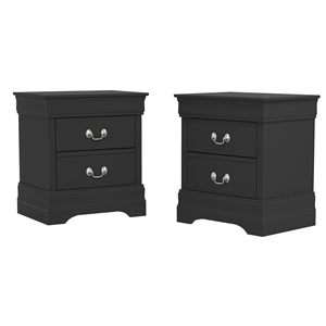ireton 2-drawer black nightstand (21.5 in. x 15.8 in. x 24 in.) (set of 2)