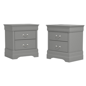 ireton 2-drawer gray nightstand (21.5 in. x 15.8 in. x 24 in.) (set of 2)