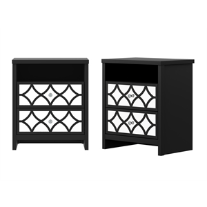 veasley black nightstand with storage (15.7 in. x 23.6 in. x 26.8 in.) set of 2