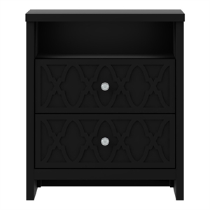 heron accent black nightstand w/drawers storage and ultra fast assembly
