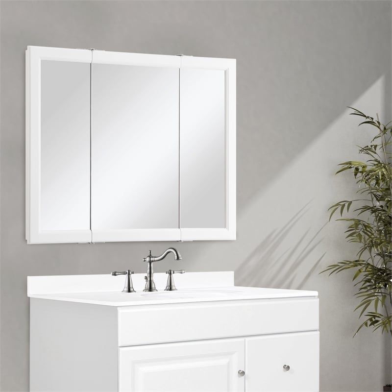 Wyndham 36-Inch Wood Medicine Cabinet in White