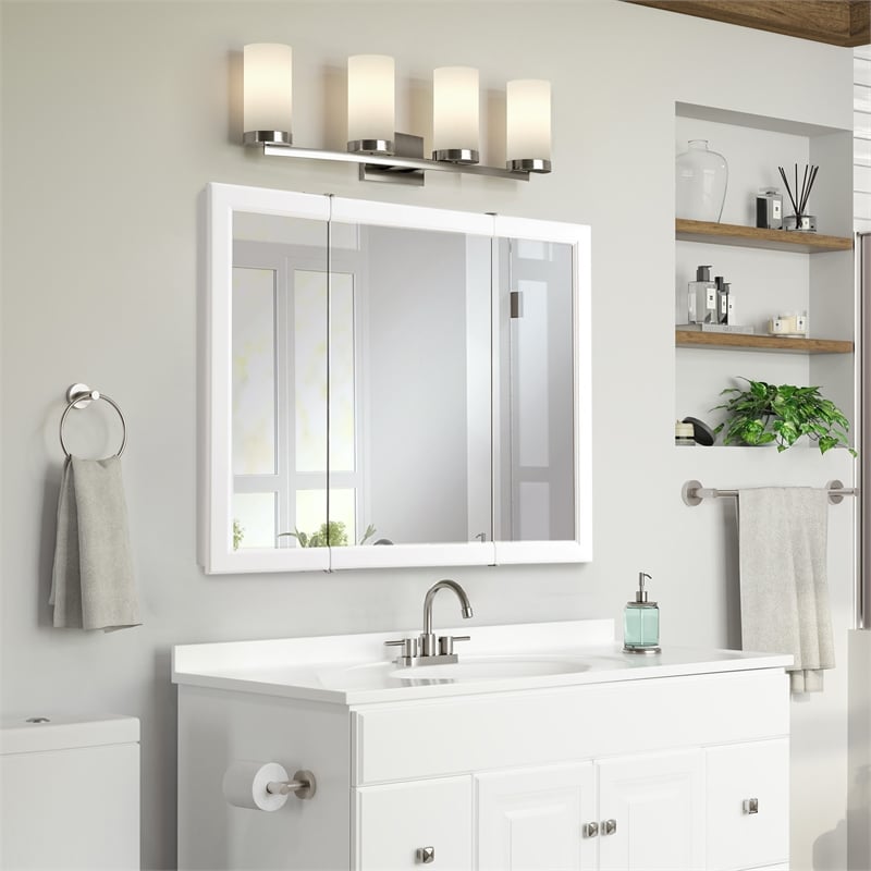 Wyndham 36-Inch Wood Medicine Cabinet in White