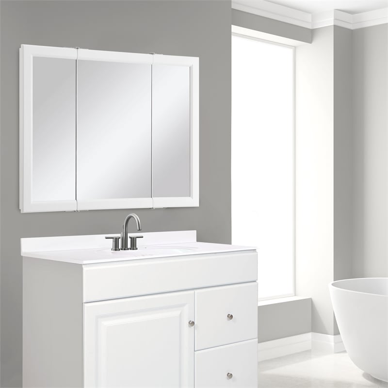 Wyndham 36-Inch Wood Medicine Cabinet in White