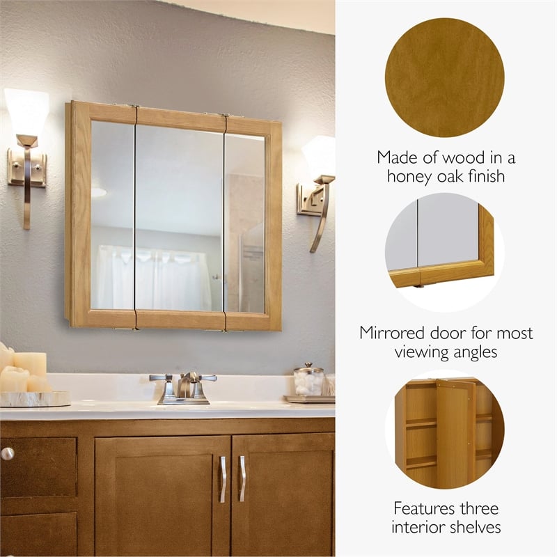 Claremont Wood Medicine Cabinet in Honey Oak 30-Inch