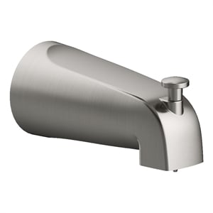 Slip-On Metal Tub Diverter Spout in Silver Satin Nickel