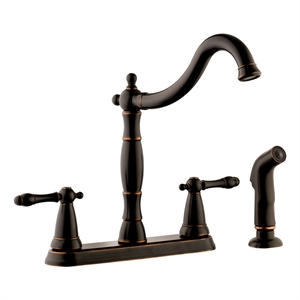 oakmont brass kitchen faucet with side sprayer in oil rubbed bronze