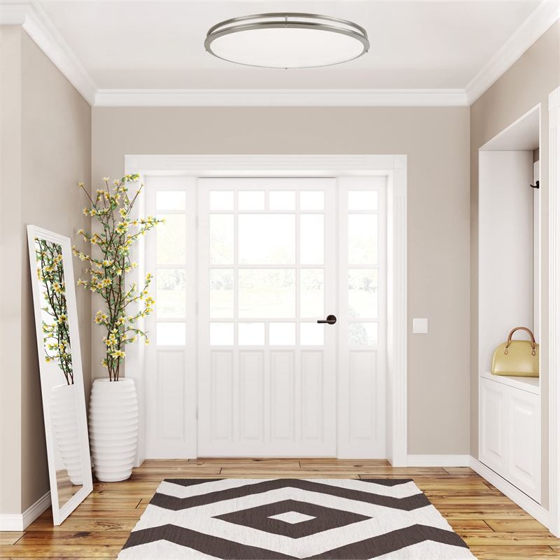 Owens Stainless Steel Integrated LED Ceiling Light in Silver Brushed Nickel