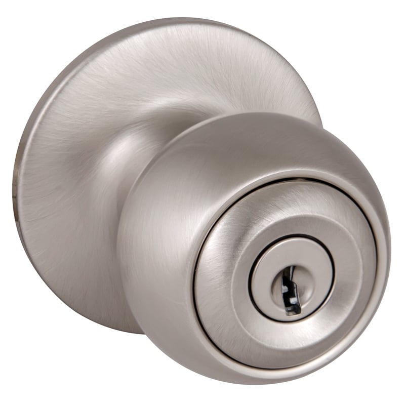 Brass Ball Silver Satin Nickel Keyed Entry Door Knob