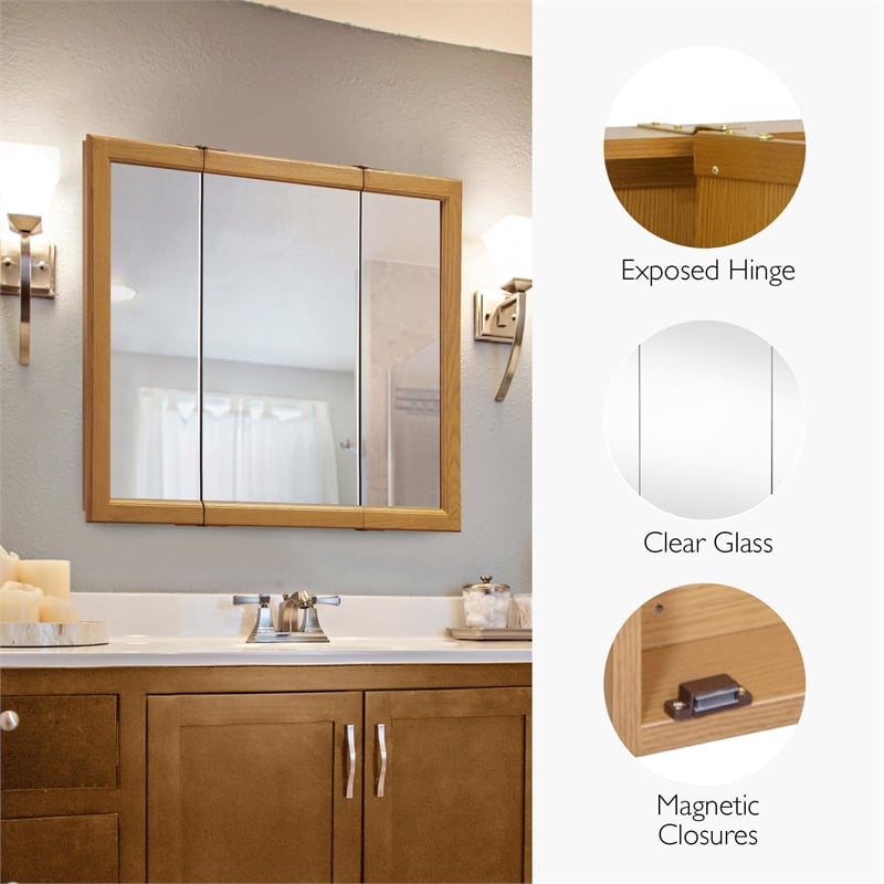 Claremont Wood Medicine Cabinet in Honey Oak 36-Inch