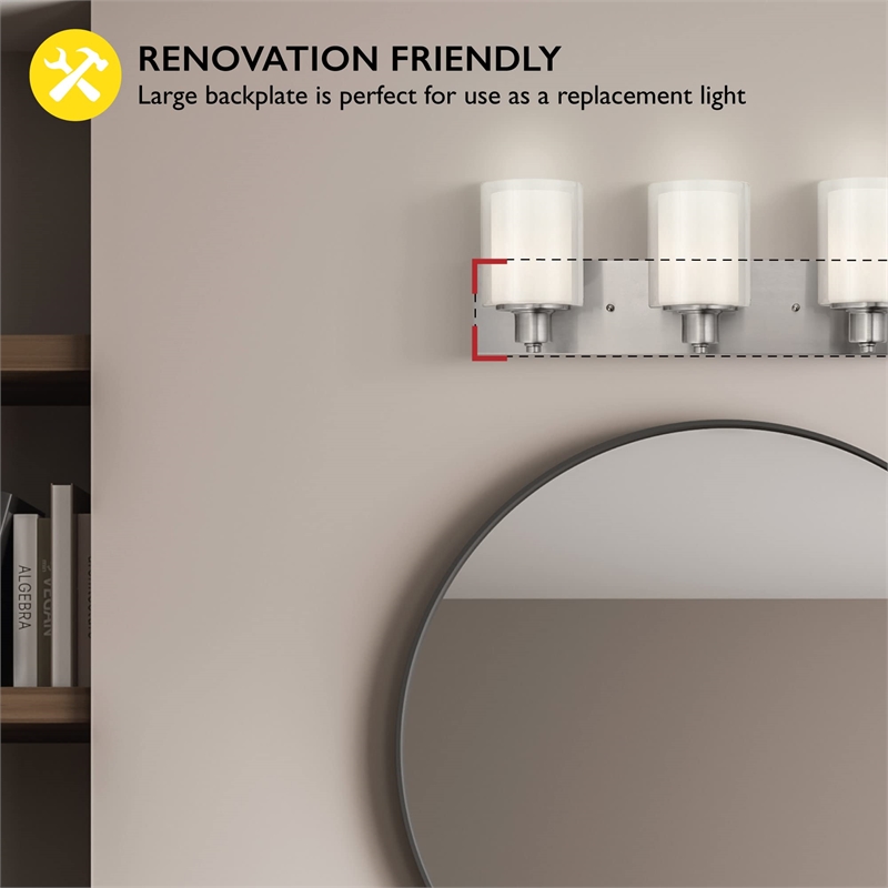 Penn Stainless Steel Vanity Light in Silver Satin Nickel 3-Light