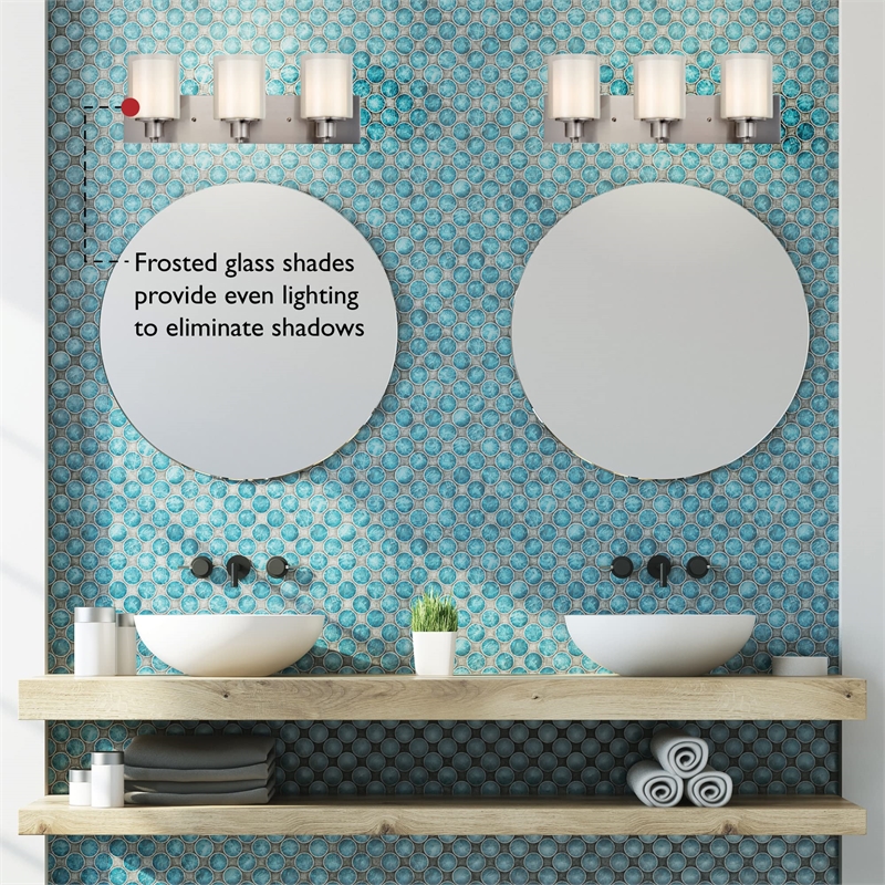 Penn Stainless Steel Vanity Light in Silver Satin Nickel 3-Light