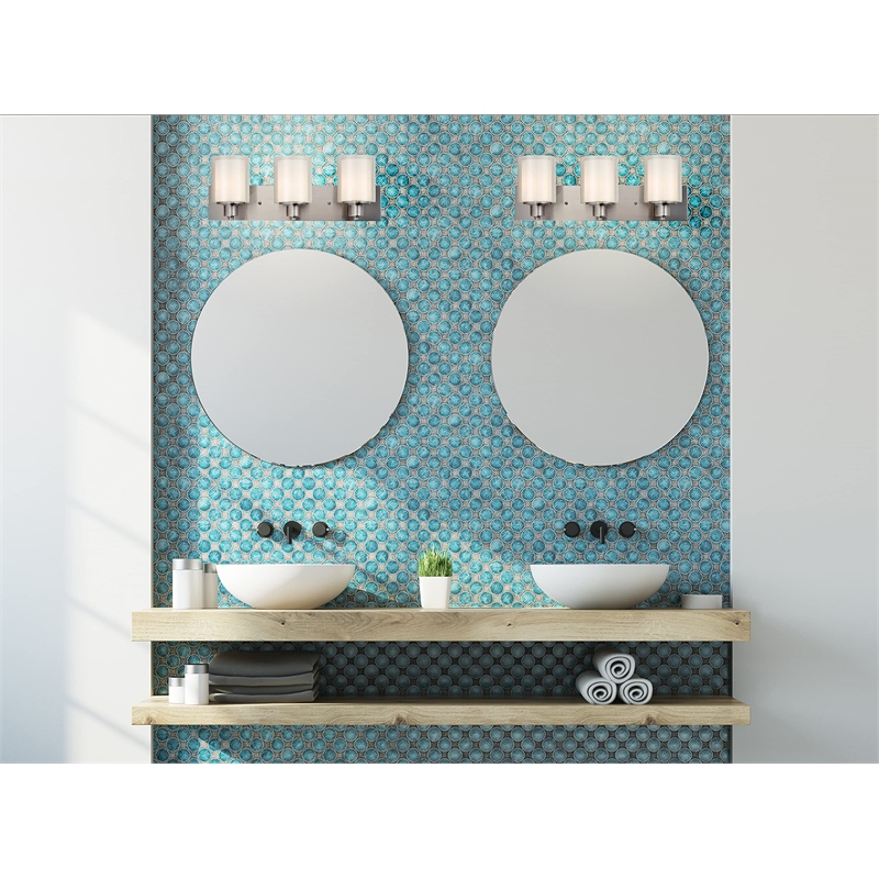 Penn Stainless Steel Vanity Light in Silver Satin Nickel 3-Light
