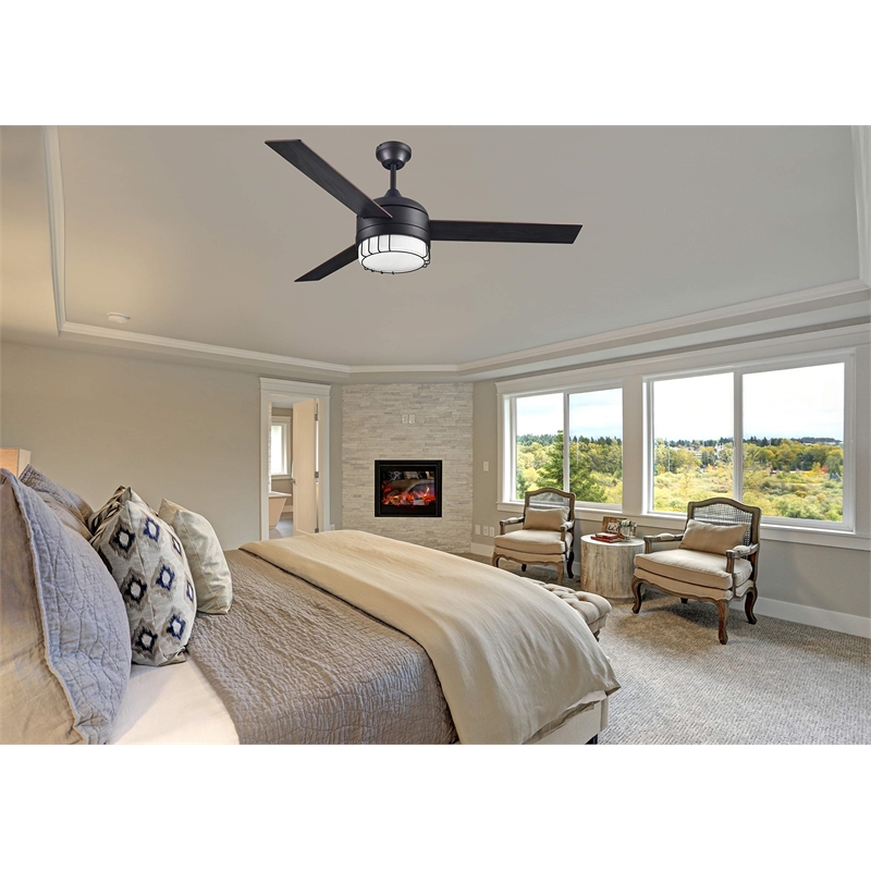 Ajax 3-Blade LED Stainless Steel Ceiling Fan in Oil-Rubbed Bronze 52-Inch