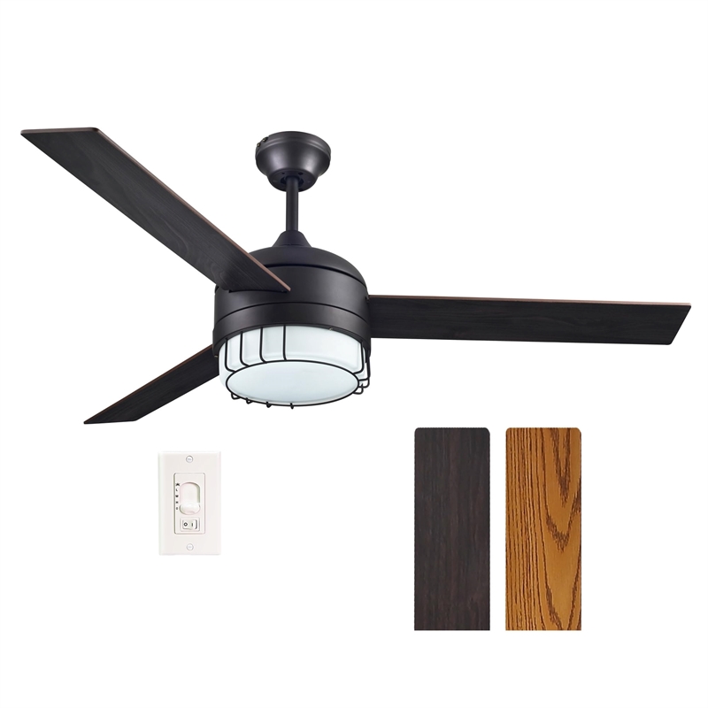Ajax 3-Blade LED Stainless Steel Ceiling Fan in Oil-Rubbed Bronze 52-Inch