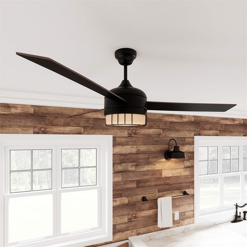 Ajax 3-Blade LED Stainless Steel Ceiling Fan in Oil-Rubbed Bronze 52-Inch
