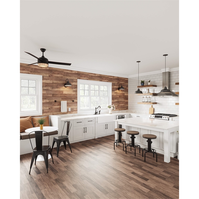 Ajax 3-Blade LED Stainless Steel Ceiling Fan in Oil-Rubbed Bronze 52-Inch