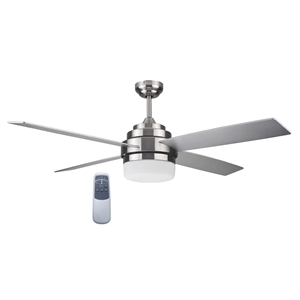 Cali 52-Inch LED Stainless Steel Ceiling Fan in Silver Nickel w/ Remote Control