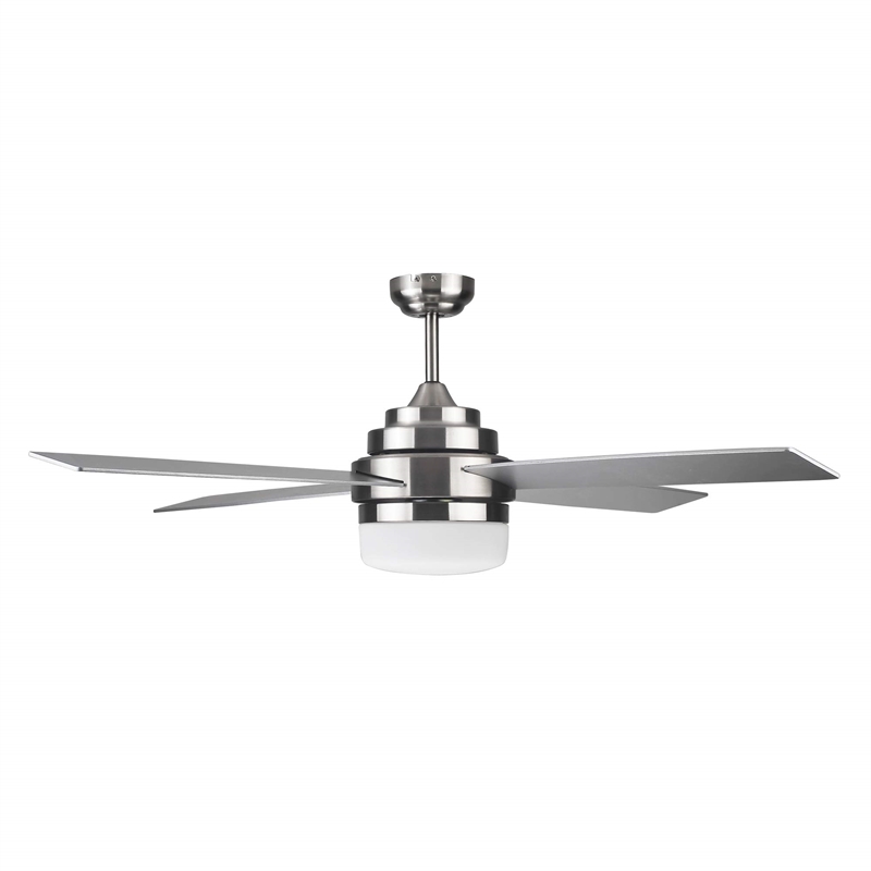 Cali 52-Inch LED Stainless Steel Ceiling Fan in Silver Nickel w/ Remote Control