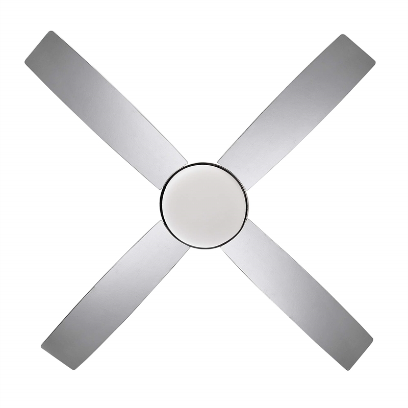 Cali 52-Inch LED Stainless Steel Ceiling Fan in Silver Nickel w/ Remote Control