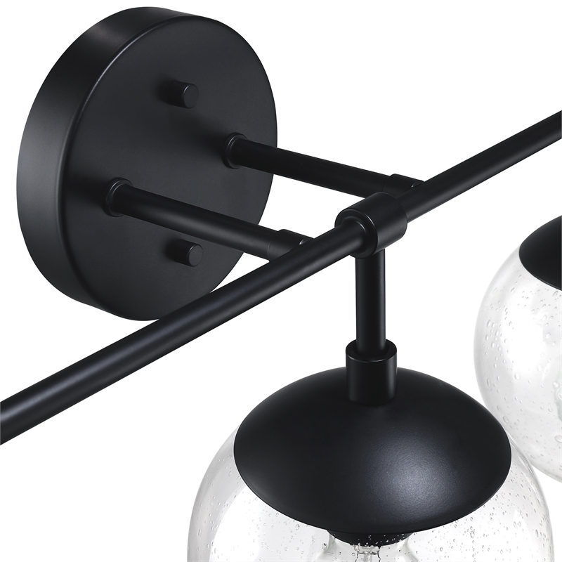 Gracelyn Vanity Light with Clear Seedy Glass in Matte Black 3-Light