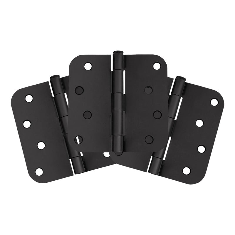 Door Hinge 8-Hole 4-Inch Stainless Steel in Matte Black (3-Pack)
