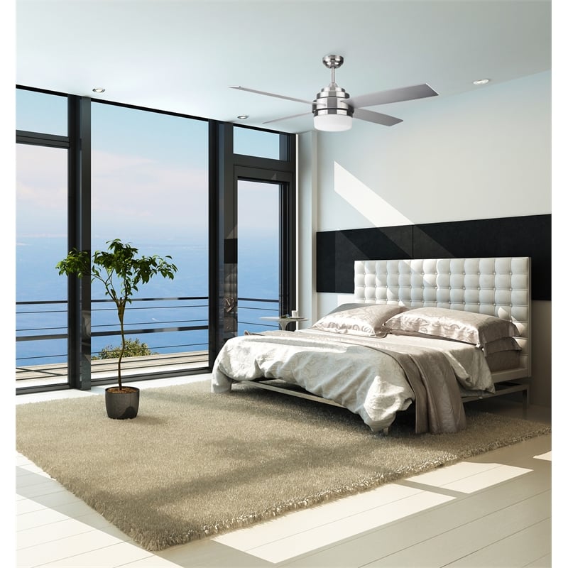 Cali 52-Inch LED Silver Stainless Steel Ceiling Fan in Brushed Nickel