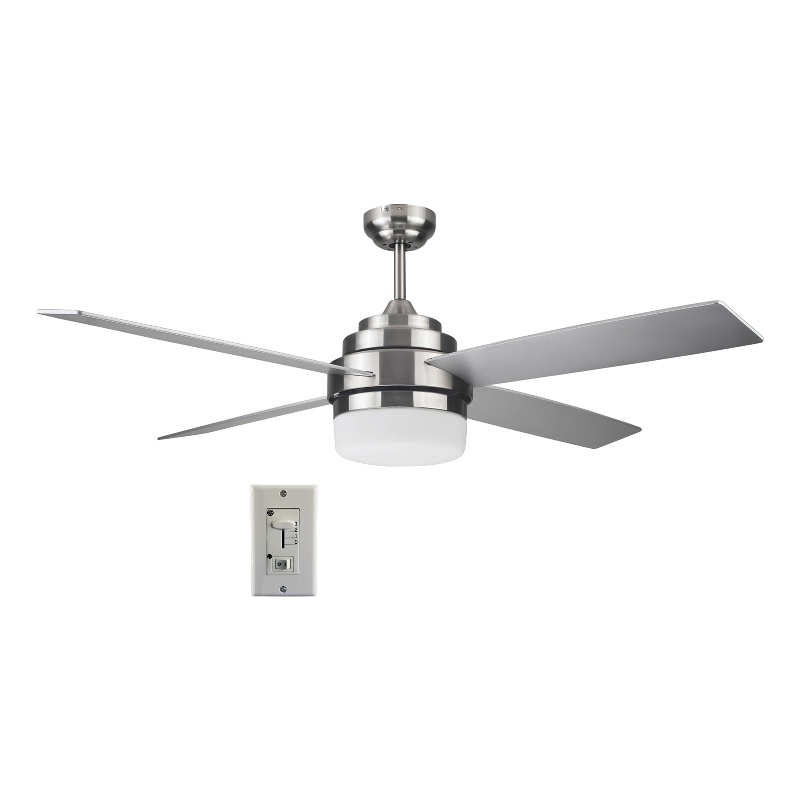 Cali 52-Inch LED Silver Stainless Steel Ceiling Fan in Brushed Nickel