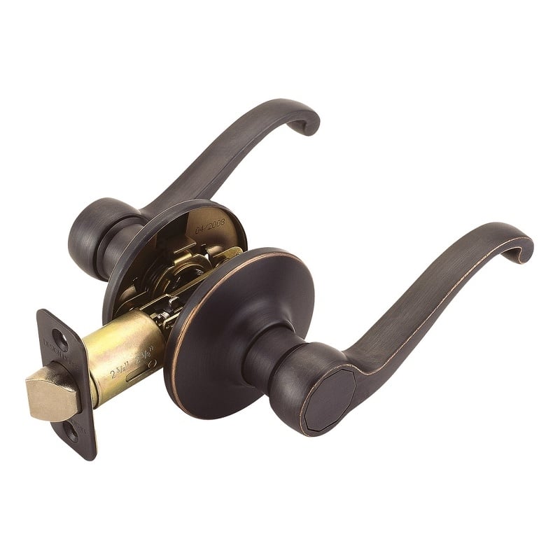 Scroll Passage Hall and Closet Brass Door Lever in Oil Rubbed Bronze