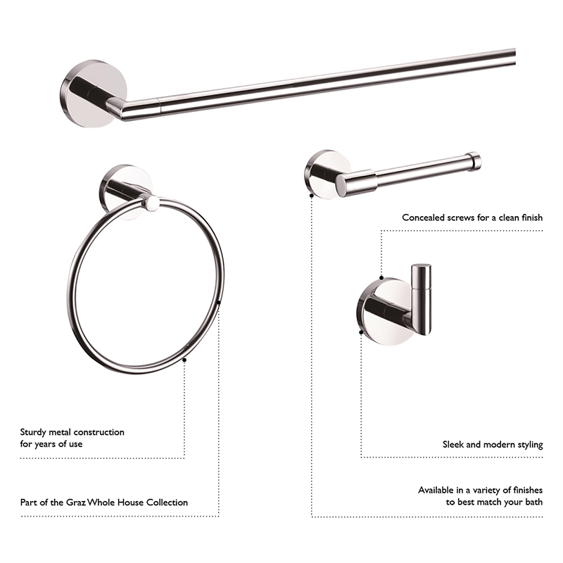 Graz Modern Silver Metal Toilet Paper Holder in Satin Nickel
